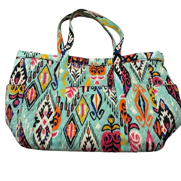 ✨ Vera Bradley Get Carried‎ Away Large Duffel Tote Travel Bag Blue Green ✨ - Picture 1 of 3